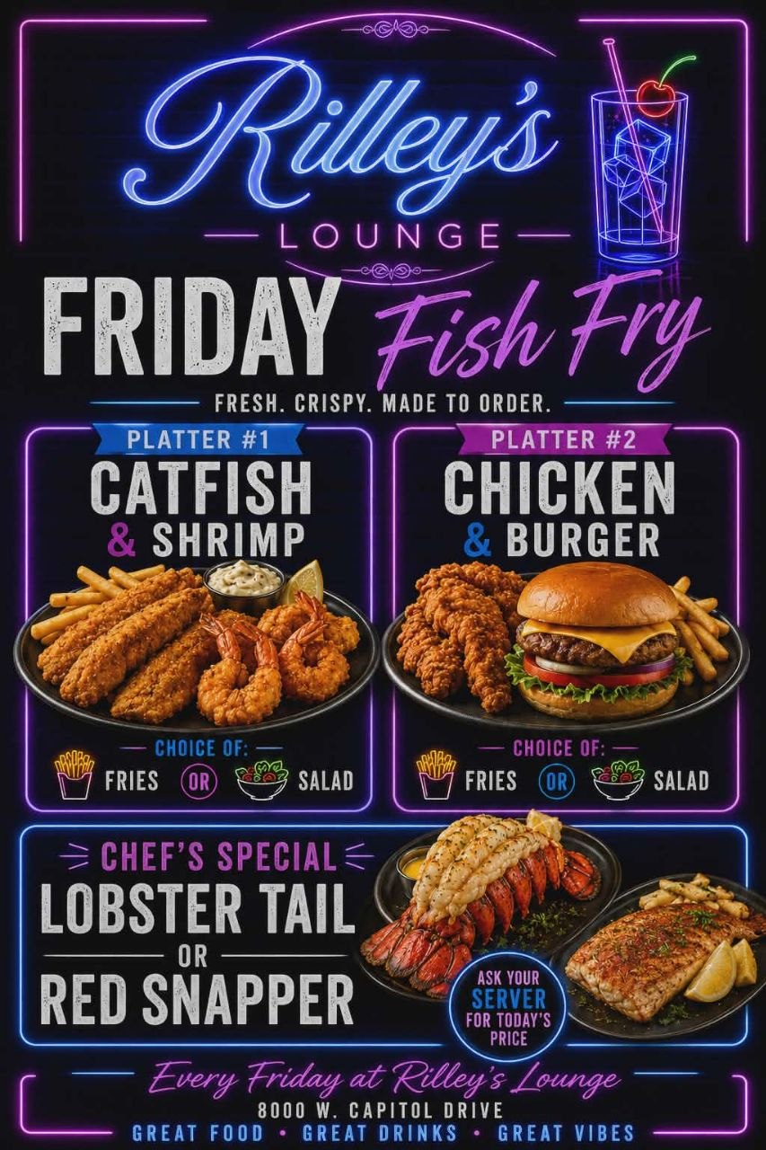 Rilley's Lounge Friday Fish Fry flyer